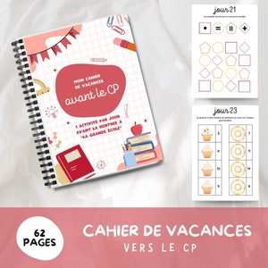 FOLLETO DE VACACIONES - Folleto de actividades de 60 páginas grandes para jardín de infantes y CP Montessori - Libro de actividades - Libro tranquilo - Folleto de actividades