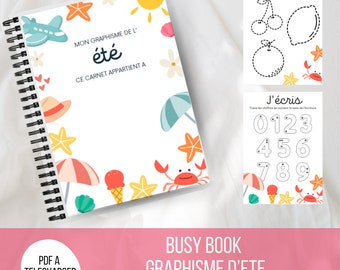 BUSY BOOK GRAPHISME - L'été / Niveau maternelle / Quiet Book / Cahier d'activités / activités à télécharger / activités à plastifier