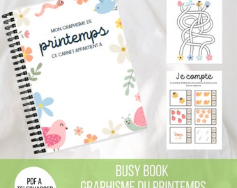 BUSY BOOK GRAPHICS - Spring / Kindergarten level / Quiet Book / Activity book / activities to download / activities to laminate