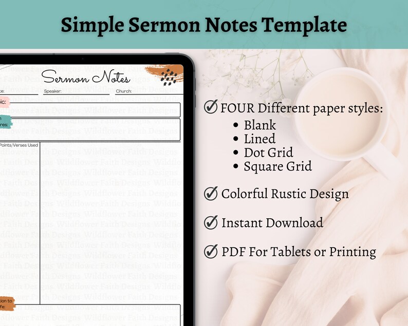 Sermon Notes Template Printable/goodnotes Digital Sermon - Etsy