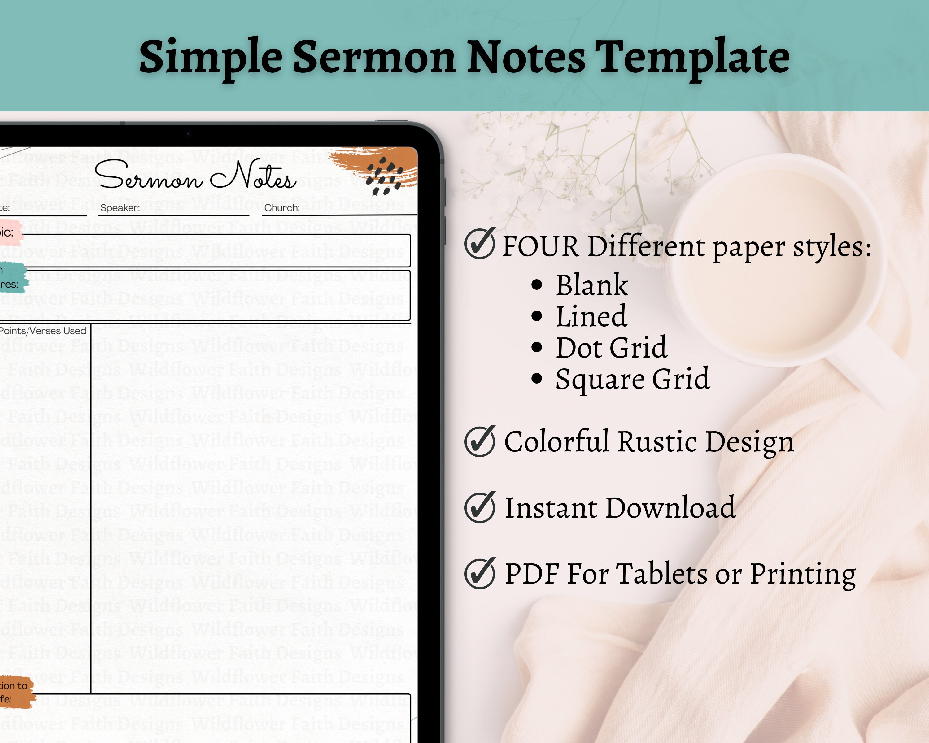 Printable Sermon Notes Template: Church Notebook (digital Download) - Etsy