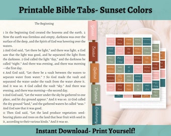 Sunset Bible Tabs Printable, DIY Bible Journaling (Instant Download)