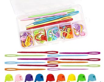 Strick-Stich-Marker-Set Locking Crochet Marker Garnnadeln & Sicherheitsnadel-Clips Organizer Kit