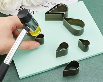 8PCS Teardrop Leather Hole Punch Set, High Carbon Steel Hollow Punch Dies for Belts, Straps, Bags & DIY Leathercraft