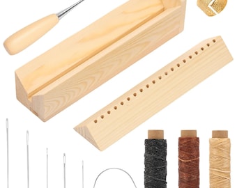 Wood Bookbinding Cradle with Awl, Portable Punching Tool for DIY Paper Craft Supplies