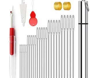 30PCS Big Eye Sewing Needles Kit: Stainless Steel Blunt Needles for DIY Craft Repair