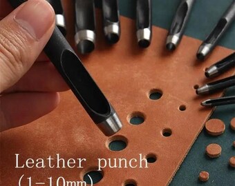 12 / 14 STÜCKE Runde hohle Leder Stanzer Set 1–10 mm, Craft Locher Werkzeuge für Gürtel, Uhrenarmbänder, Leinwand & DIY-Projekte
