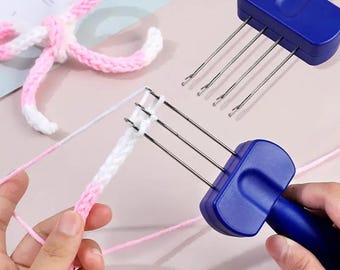 I-Cord Strickwerkzeug mit Häkelnadel und Nadel, Garnschnur Maker für DIY-Stricken, Häkeln, kreative Bastelprojekte