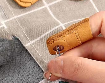 Leather Thimble Finger Protector for Sewing, Quilting, Needlework DIY Tool