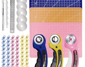 25-teiliges Rollschneider-Set 45 mm Stoffschneider-Kit mit A4-Schneidematte, Nähclips & Bastelschneidwerkzeug
