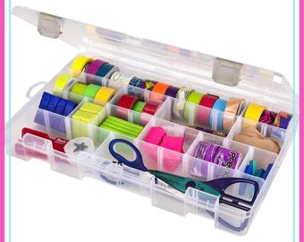 Großer durchsichtiger Art Craft Organizer mit Trennwänden - Vielseitiger Kunststoff-Aufbewahrungskoffer für Zubehör