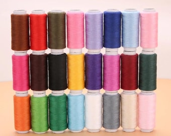 24 Farben Polyester Nähgarn Set für Nähmaschine, Handnähen, Stickerei & Basteln