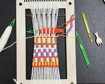 Hölzerne Mini-Webmaschine DIY Handstricken & Garn Weben Kit für Desktop Craft Projekte