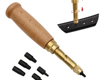 Rotary Leather Hole Punch Tool: 6-Head Adjustable Perforator for DIY Craft Projects