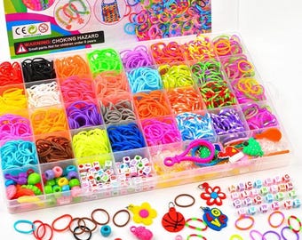 Regenbogen Loom Bands Armband Kit, buntes Gummiband Webset für DIY Freundschaftsarmbänder, Kinder Basteln & Geburtstagsgeschenke