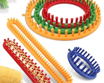 Rectangle & Round Knitting Loom Set, DIY Weaving Loom Kit for Hats, Scarves, Shawls, Sweaters | Handmade Yarn Crafts