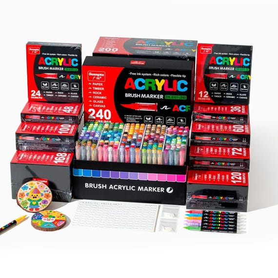 Professional Acrylic Paint Marker Set, Soft Tip Paint Pens for Canvas, Wood, Rock, DIY Graffiti, Drawing & Craft Art