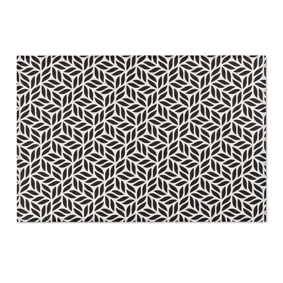 Graphic Leaf Rug Black and White Pattern Rug Contemporary Etsy