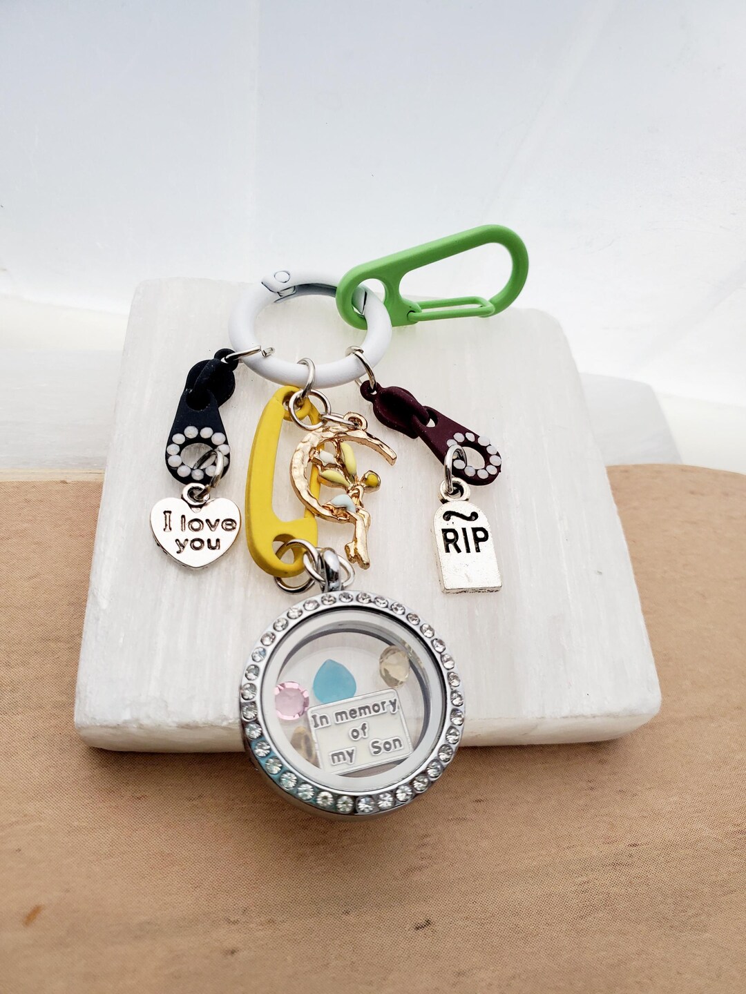 Angel Memory Remembrance Glass Locket Keyring Keychain Charm Mum Dad ...