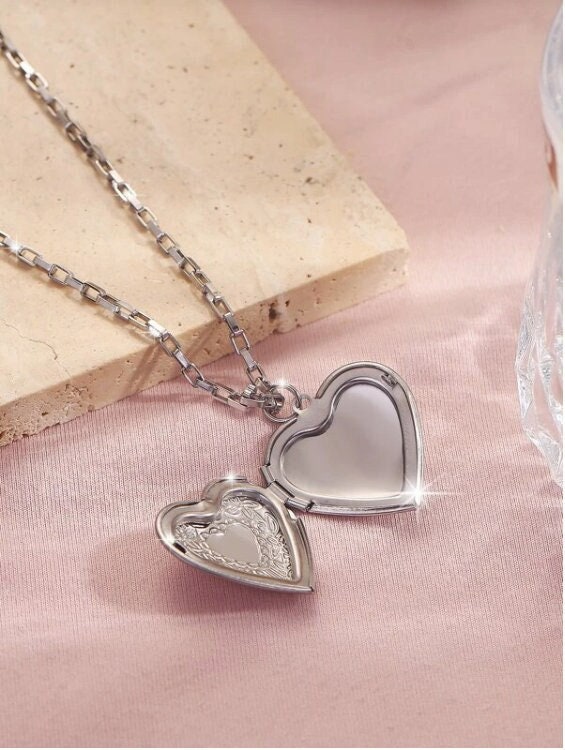 Sterling Silver Heart Locket with Diamond - Louise