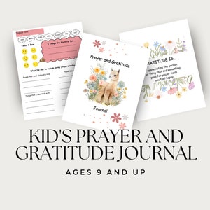 May include: A printable journal for kids to practice prayer and gratitude. The cover features a watercolor illustration of a llama in a field of flowers. The text "Prayer and Gratitude Journal" is written in a pink font. The journal is for ages 9 and up.