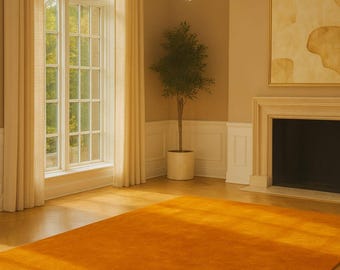 Alfombra de lana neozelandesa color naranja macizo, moderna y minimalista, con mechones a mano, color óxido cálido, ideal para dormitorio, sala de estar, decoración del hogar, 30 x 45 cm.
