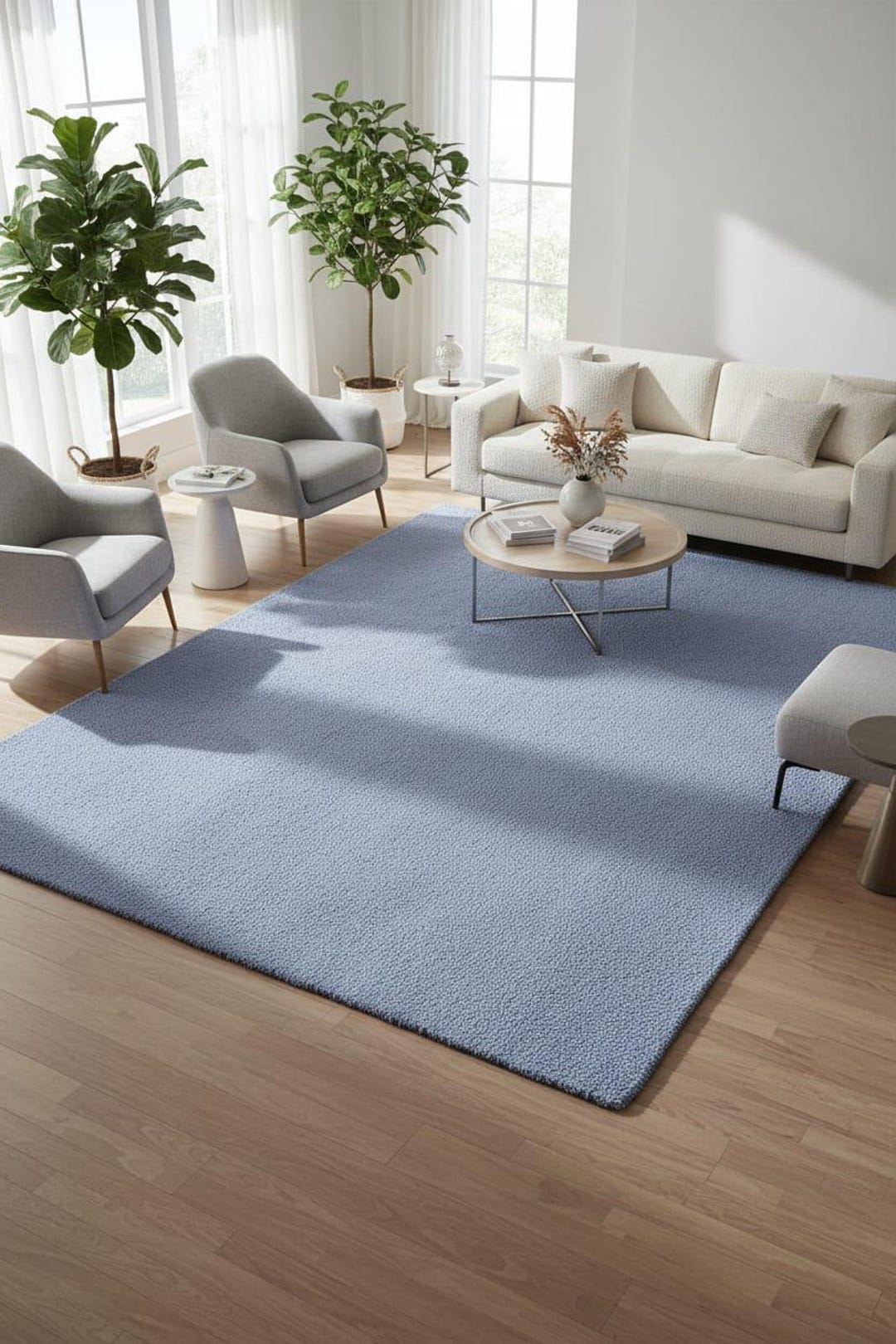 Solid Blue Rugs Hand Tufted Solid Blue New Zealand Wool Rug, Minimal Modern Area Rug ...