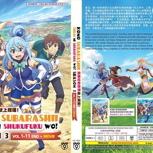 Dvd-anime ~ Engels nagesynchroniseerde ~ Kono Subarashii Sekai Ni Seizoen 3 (1-11 einde + film) Alle regio's ~ Gratis DHL Express