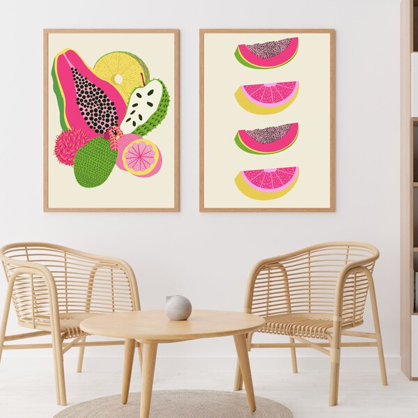 Fruit Kitchen Art Etsy