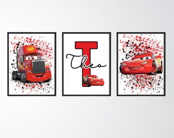 cars prints -lightening McQueen prints - boys bedroom prints -boys prints -cars - boys room -