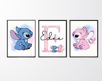 lilo and stich Prints-stitch and angel prints-girls bedroom prints-girls prints -personalised prints