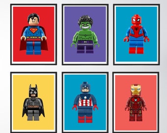 lego superhero prints-superhero prints-lego prints-boys prints-boys bedroom prints-