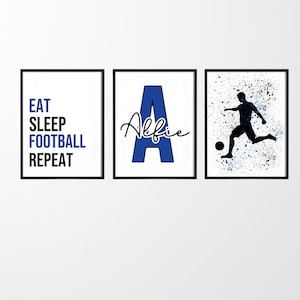 Football prints - set of 3 prints - boys prints - boys bedroom prints -football -personalised prints