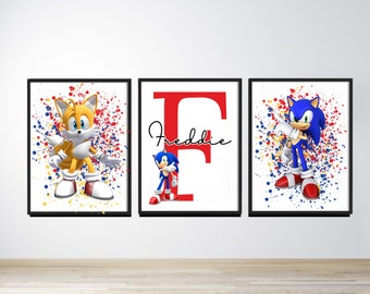 Sonic prints -boys prints -girls prints-sonic the hedgehog-boys bedroom prints-boys bedroom prints -sonic pictures-personalised prints