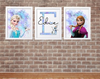 Frozen prints - Girls bedroom prints - Girls prints - Girls room - Frozen -Personalised prints