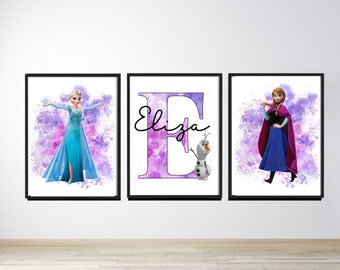 frozen prints- Elsa and Anna prints- girls prints- girls bedroom prints-personalised prints-frozen-Elsa prints