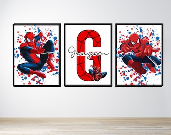 Spiderman prints-superhero prints-boys prints-boys bedroom prints-personalised prints