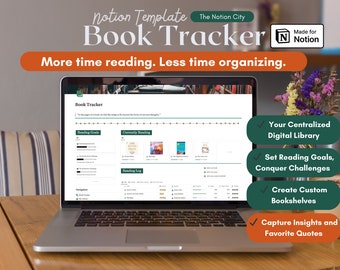 Reading Journal Notion Template | Book Tracker | Notion Dashboard for Books | Digital Reading Planner | Novel Organization 2024 | Book Log