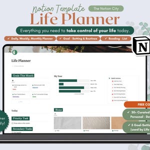 Notion Template Extended Life Planner All in One Template Notion Dashboard Ultimate Notion Calendar ADHD Personal Planner Minimal Aesthetic