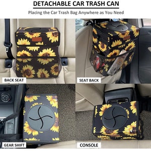 Waterproof Car Trash Can for Car Cute, Car Trash Bag Bin Hanging Waterproof Automotive Car Garbage Cans Leak Proof Vehicle Trash Can Black
