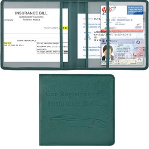 250 Insurance holder registration card document auto organizer Green