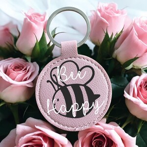 Bee Happy Keychain | Bee Pendant | Pastel Keyring | Gift for Bee Lovers | Lucky Charm Bee Jewelry