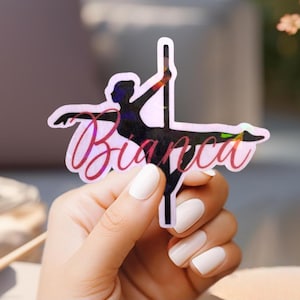 Aufkleber Sticker poledance mit Namen personalisiert, Sticker Aufkleber Poledance Glitzer Pole dancing Abziehbilder, Poledancing