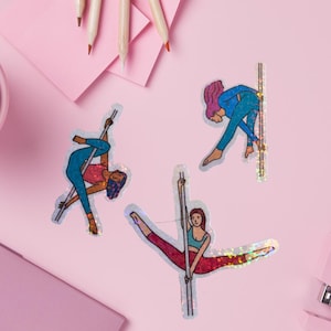Sticker Pole Dance Glitter, Cadeau Idee Pole Dance, Pole Dance Figuren, Pole Dance Stickerset, Sport Sticker, Vinyl Sticker, aerial