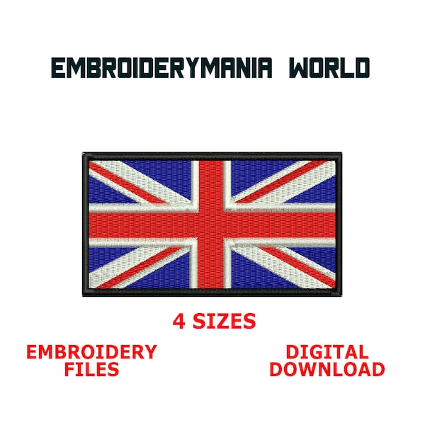 UK flag Embroidery Designs, Uk Flag Embroidery Files, UK Flag Embroidery Patterns, UK Flag Machine Embroidery Files