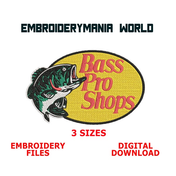Boss Pro Shop Logo Embroidery Designs, Gorrita del Pescado Embroidery Files, Pescado Embroidery Patterns, 3 Sizes Machine Embroidery Files