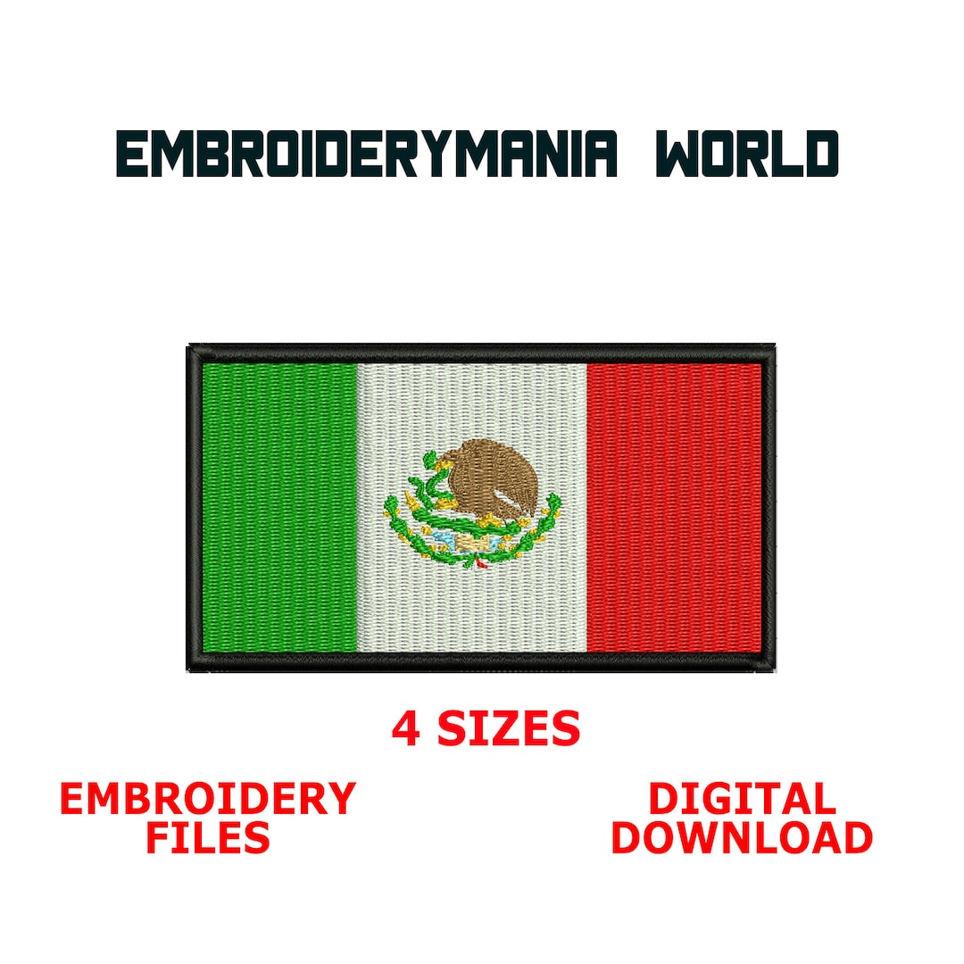 Mexico Flag Embroidery Designs, Mexico Flag Embroidery Files, Mexico