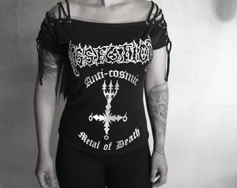 Dissection Metal of Death black metal shirt Lace Up Eyelet Off Shoulder