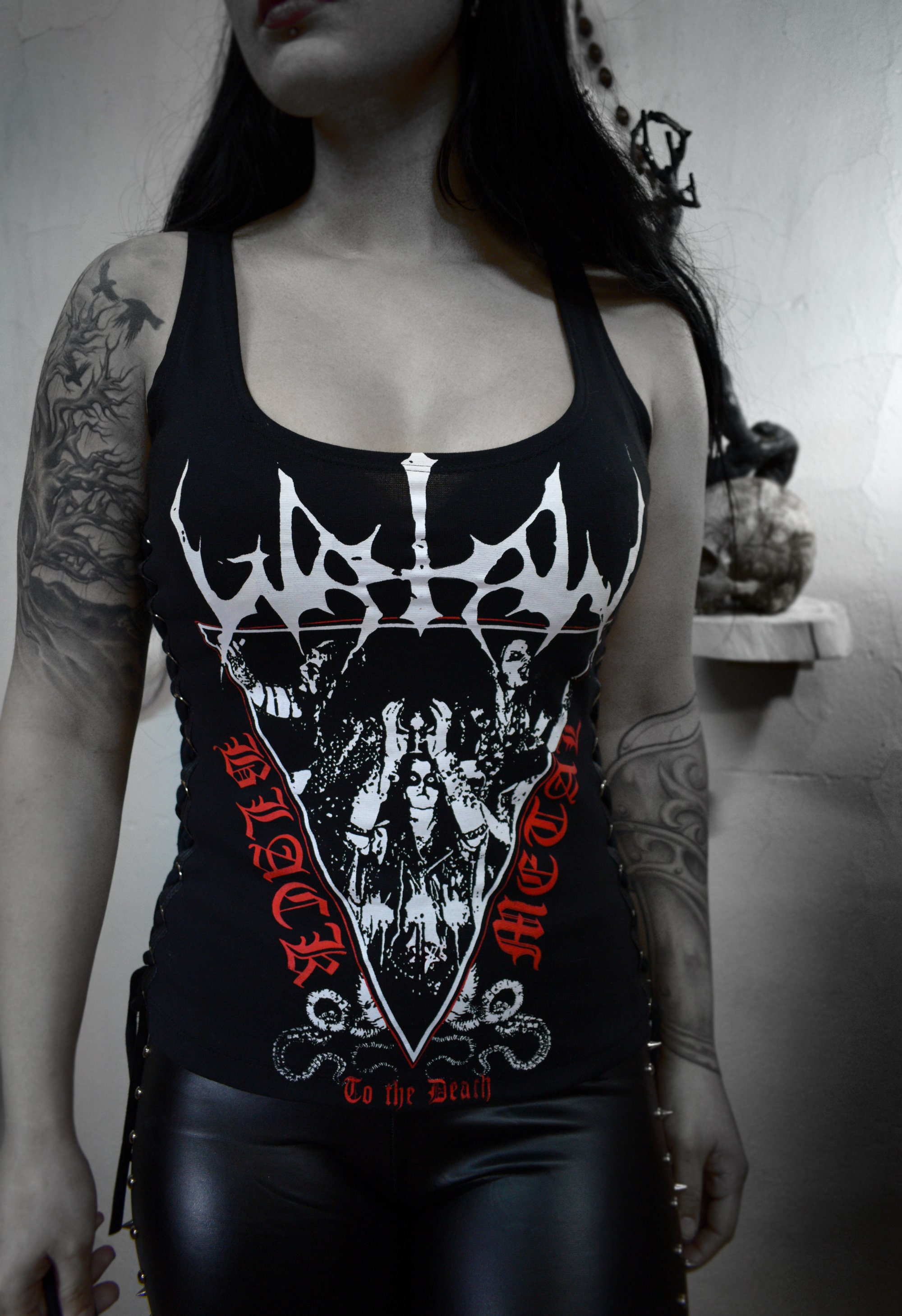 WATAIN ⇹ BLACK METAL ⇹ Black Lace-up Side Tank Top