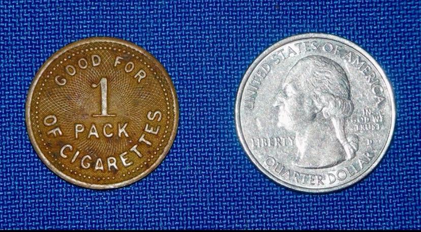 good for 1 pack of cigarettes token Vintage Sparks Good for 1 Pack of Cigarettes Token Coin